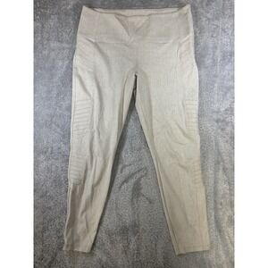 Athleta‎ XL Delancey Textured Moto Tight Beige Ankle Zip 0741